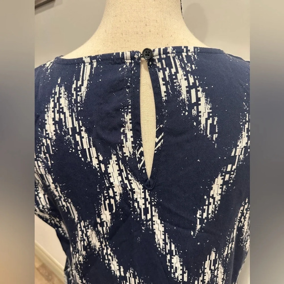 Navy blue abstract pattern, Midi maxi dress, sleeveless,  tiered SZ L NWOT - Picture 4 of 6